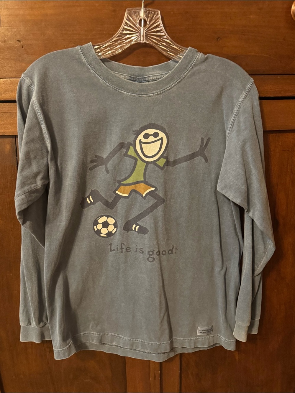 Boys Life is Good Soccer Long Sleeve Shirt Size Large 12